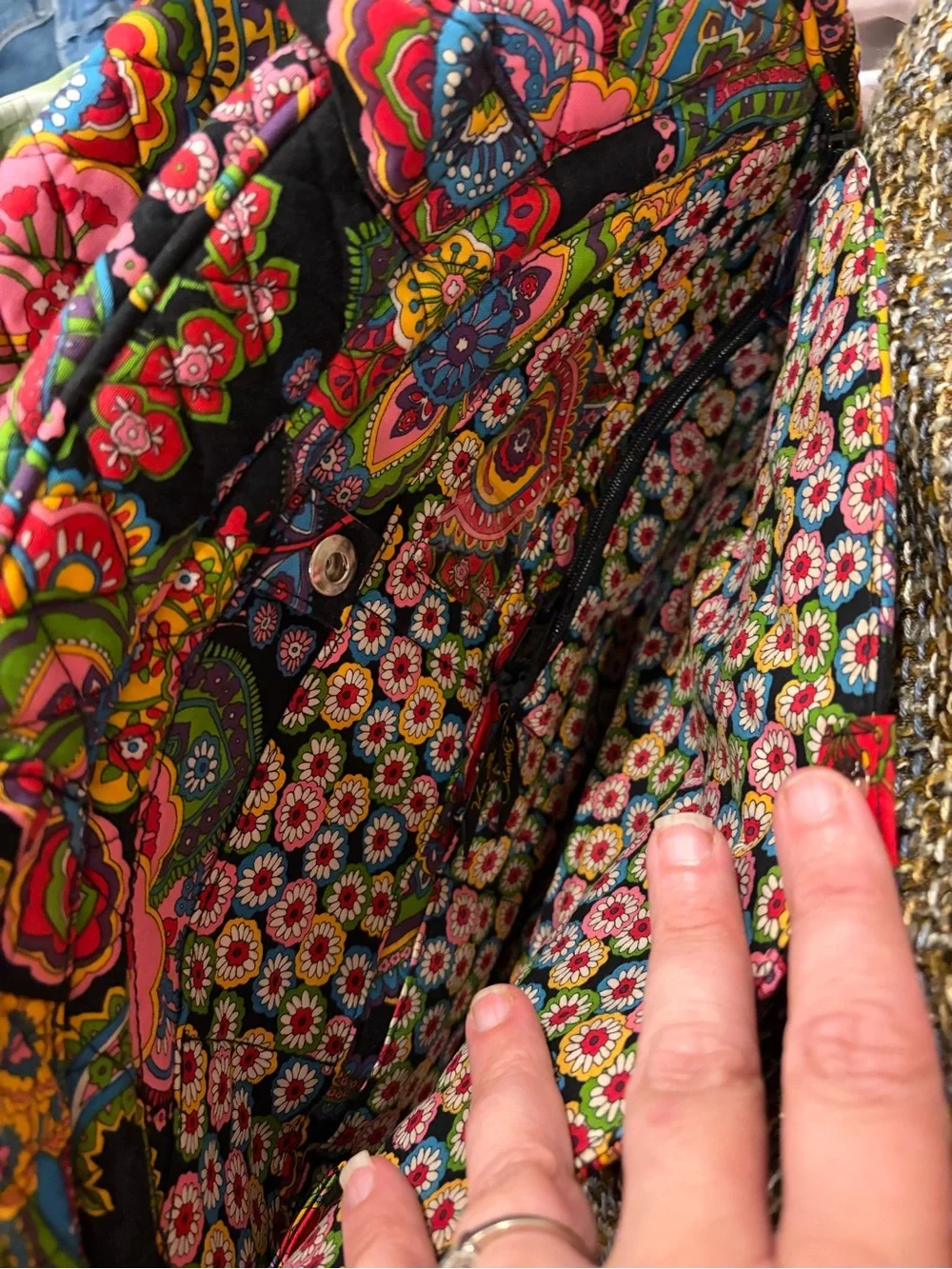 Vera Bradley Black Multicolor Quilted Floral Paisley Laptop Bag